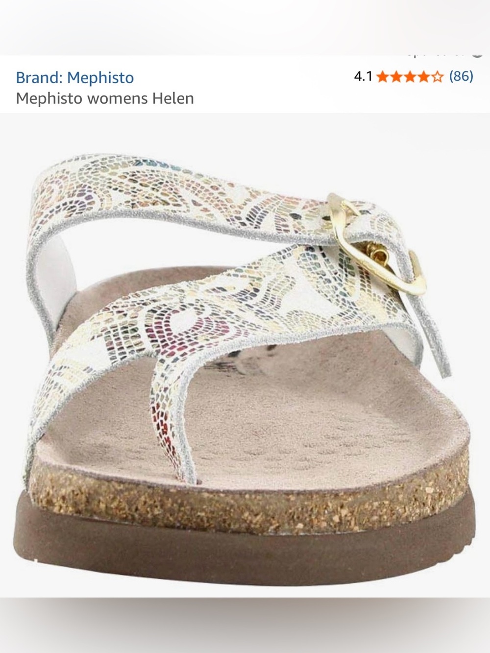 Mephisto Helen Multicolor-Patterned Sandal Size 36